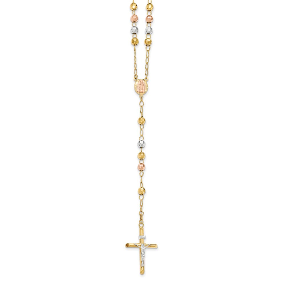 14k Tri Color Gold 4.90mm Beads Rosary 