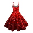 thumbnail image 3 of Women's Valentines Dress Retro Sleeveless Spaghetti Strap Party Dress 2026 Trendy Swing A-Line Flare Dresses Deep Red L, 3 of 4