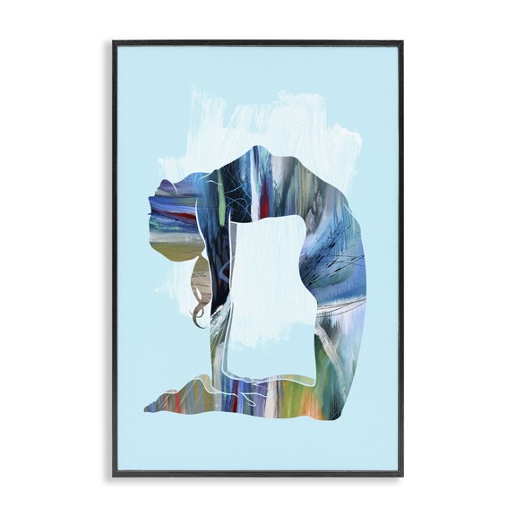 Stupell Industries Powerful Yoga Stretch Sports Painting Black Framed Art Print Wall Art, 12 x 18