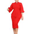thumbnail image 6 of Afinprain Women's Clergy Dress with Tab Collar Peplum Waist and Puff Sleeve Church Minister Uniform, 6 of 8
