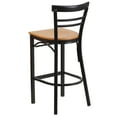 thumbnail image 5 of BizChair Ladder Back Bar Stool Natural Wood Seat, Black Metal Frame (Set of 2), 5 of 8