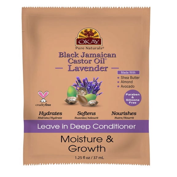 OKAY Pure Naturals BLACK JAMAICAN CASTOR OIL and LAVENDER LEAVE IN CONDITIONER 1.25oz / 37ml
