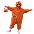 thumbnail image 6 of Halloween Pumpkin Cute Cartoon Animal Onesie Pajamas for Women Winter Thickened Coral Fleece Hooded Loungewear Orange M, 6 of 9