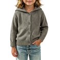 thumbnail image 5 of YUANxueke Kids Knit Cardigan with Pompom Hood, Boys Girls Button Down Raglan Sleeve Jacket, Warm Knitted Cute Daily Tops, 5 of 5