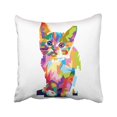thumbnail image 1 of RYLABLUE Colorful Animal Full Color Cat Beautiful Cartoon Colored Drawn Graphic Kitten Kitty Pillowcase Cover 18x18 inch, 1 of 1