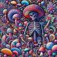 thumbnail image 5 of Ambesonne Trippy Duvet Cover Set, Rave Skeleton Mushrooms Art, Queen, Magenta Indigo Multicolor, 5 of 5