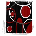 thumbnail image 2 of Shower Curtains for Bathroom, Black Red Waterproof Fabric Shower Curtain, White Circle Geometric Abstract Texture Decorative Bathroom Curtain for Bathtub, 72"x78", No Hooks Included, 2 of 9