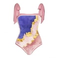 thumbnail image 3 of Erwazi High Cut One Piece Swimsuits for Women 2 Piece Tie Side Swim Warp Skirt Beach Trendy Bathing Suit Set, 3 of 5