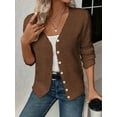 thumbnail image 5 of Sweaters for Women Fall Winter V Neck Button Down Cute Sweater Jacket Knit Tops Coffee Color L, 5 of 7