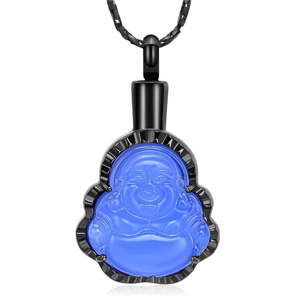 Buddha Cremation Jewelry Laughing Buddha Urn Necklace for Ashes Mini Keepsake Good Luck Urn Pendant