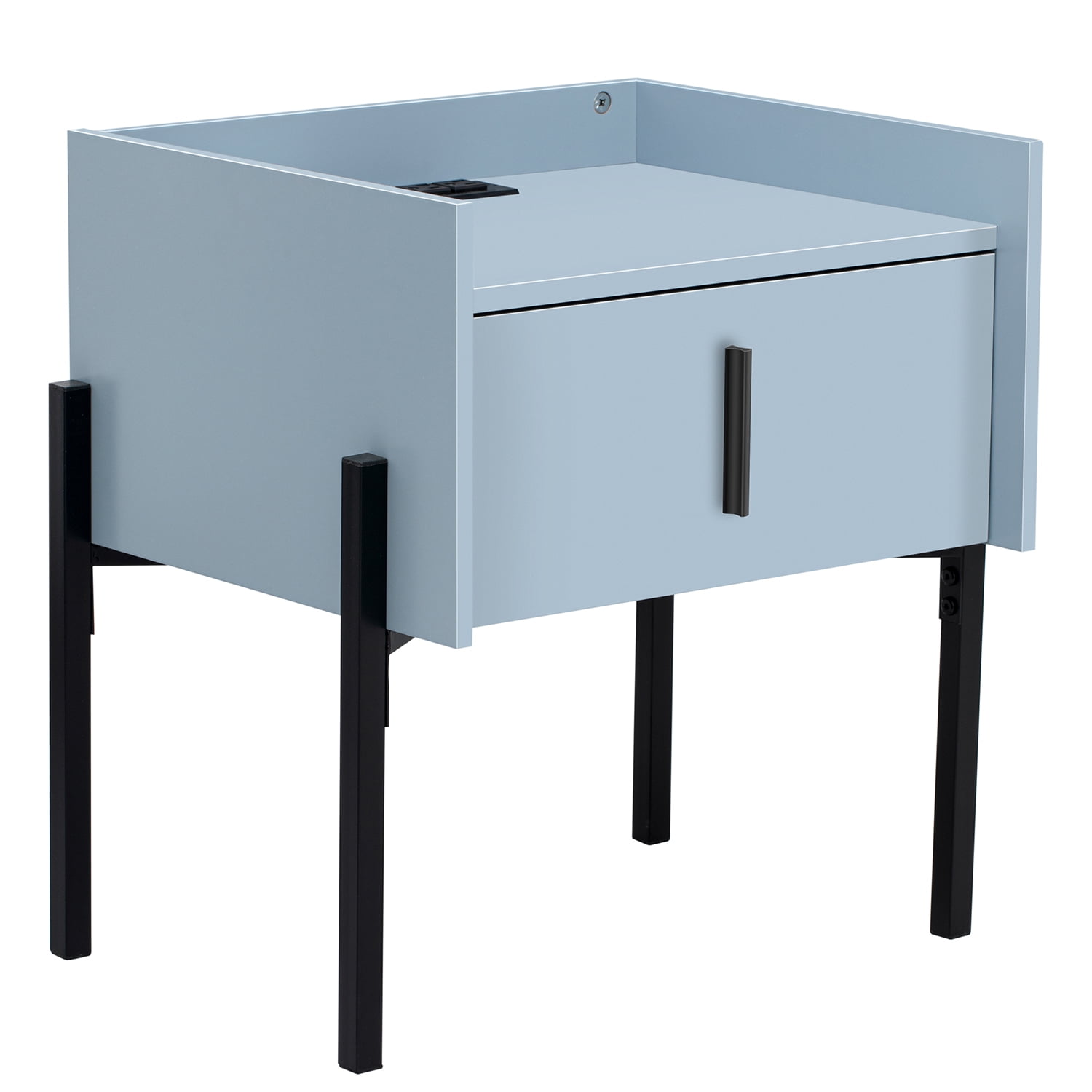 Kadyn Modern Nightstand with Drawer, Bedside Table with USB Charging Ports, Storage End Table for Living Room and Bedroom, Blue