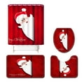 thumbnail image 1 of PATIO 4 Pieces Set 3D Digital Printing High-Density Merry Christmas Theme Pattern Shower Curtain Set Bathroom Floor Mat Base Mat Toilet Mat Home Holiday Decoration Bathroom Accessories Ch, 1 of 7