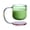 Green with powder, variant on Yihuala Clear Glass Cup with Base and Handle Floating Design Ergonomic Coffee Mug Drinking Cup Household Use