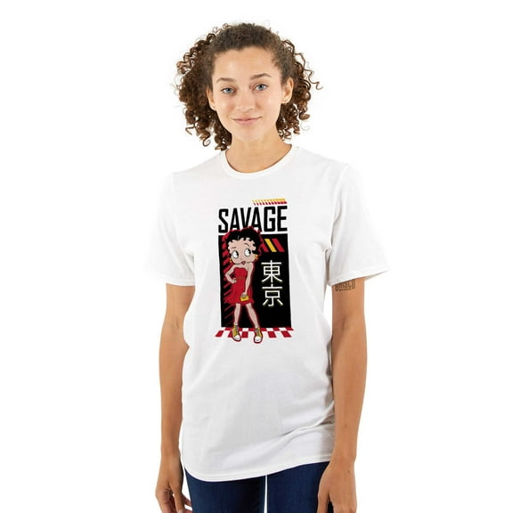 Betty Boop Kanji Savage Cartoon Women's Graphic T Shirt Tees Brisco Brands S