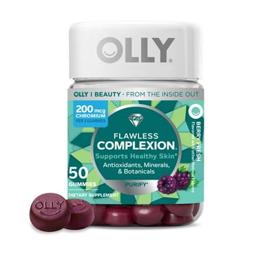 OLLY Flawless Complexion Gummy, Skin Support Supplement, Vitamins E, A, Zinc, 50 Ct