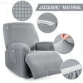 thumbnail image 6 of TAOCOCO 4 Pieces Stretch Recliner Slipcover, Jacquard Recliner Chair Cover Furniture Protector for Pet, Kids Dusty Gray, 6 of 10