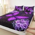 thumbnail image 3 of Homewish Kids Children Flying Butterflies Full Size Sheets 4-Piece,Bling Starry Sky Glitter Breathable Bed Sheets,Chic Floral Flowers Rose Lightweight Sheet Sets,Ultra Soft Home Decor, 3 of 7