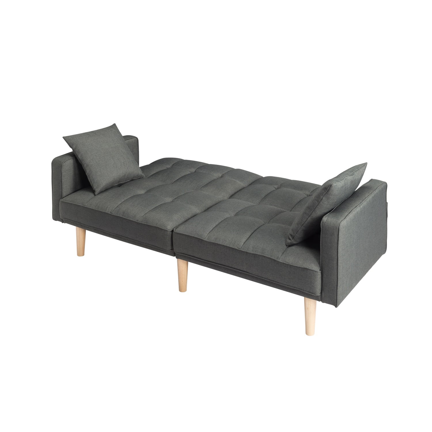 Kadyn Futon Sleeper Sofa, Modern Futon with 2 Pillows, Fabric Futon Sofa Bed for Small Apartmentsents, Dark Gray Kadyn Futon Sleeper Sofa, Modern Futon with 2 Pillows, Fabric Futon Sofa Bed for Small Apartmentsents, Dark Gray