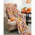 thumbnail image 3 of Fall Orange Red Maple Leaf Cone Farmhouse Flannel Blanket for Bed,Travel and Camping, Super Soft Cozy Blanket for All Seasons 40"x50", 3 of 6