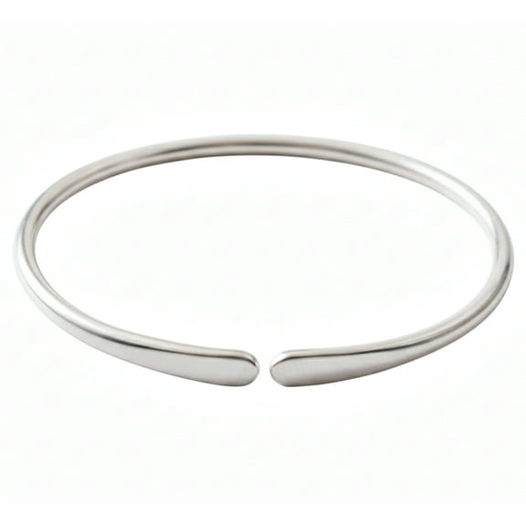 Minimalist Open Cuff Bangle Bracelet, Solid 925 Sterling Silver, Adjustable Simple Design for Everyday Wear