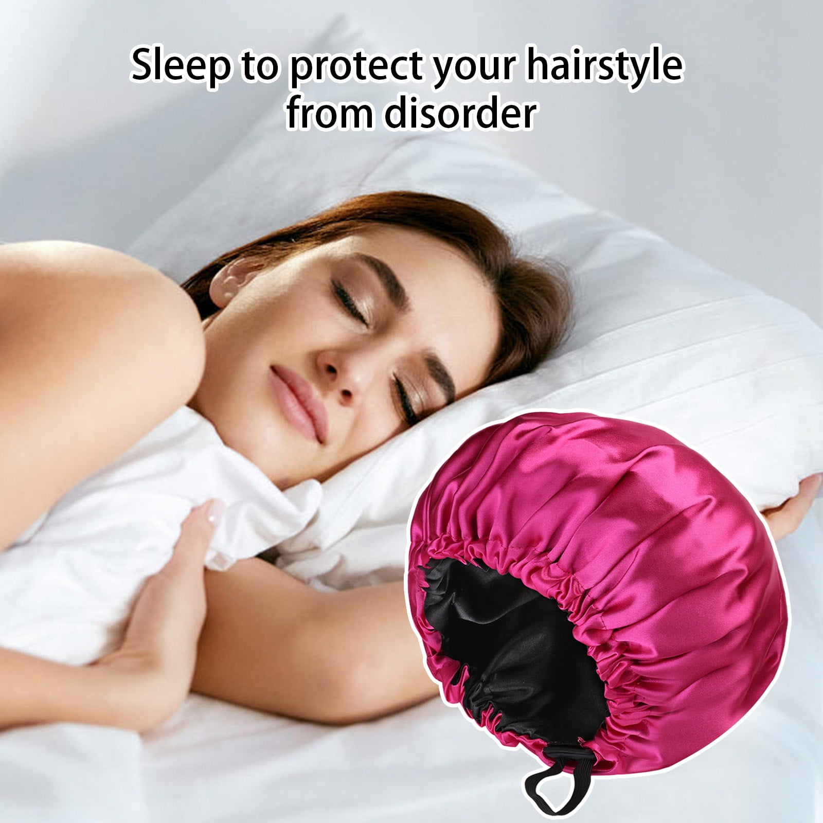 Weloille Reversible Silk Satin Cap For Sleeping, Adaptable Button Silk Satin Hair Cap, Fashionable Double Layer Hair Cap