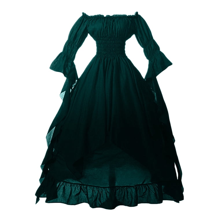 retro dresses for plus size Quinlirra Women's 1950s Vintage Dresses Plus Size Retro Flared Sleeves Dress for Theme Party, Size: 4XL, Green