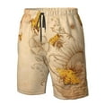 thumbnail image 5 of Kll Retro Hand Drawn Honey Bees And Sunflowers Men'S Casual Summer Beach Shorts Hawaiian Shorts With Pockets-Small, 5 of 9