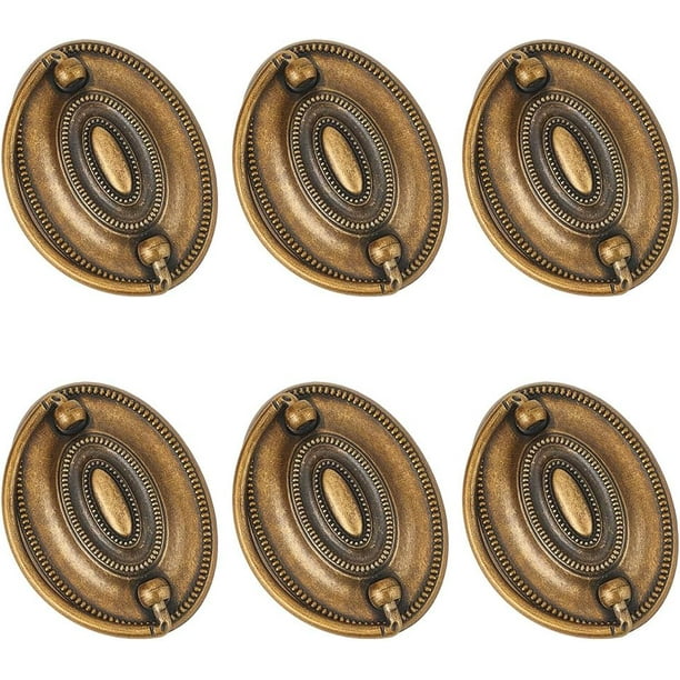 6 tiradores de latón para muebles, manijas oscilantes, herrajes vintage para cajones, herrajes decorativos con tornillos.