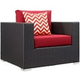 thumbnail image 2 of Lounge Armchair Ottoman Set, Red, Rattan, Wicker, Outdoor Patio Balcony Cafe Bistro Garden Hospitality Restaurant, Modern Contemporary HB32999, 2 of 5