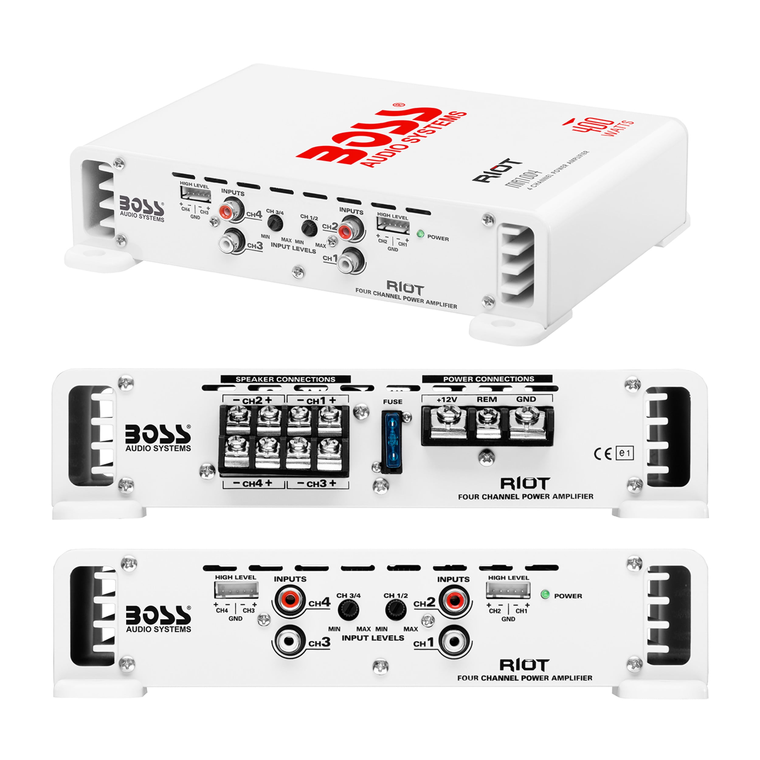 New BOSS AUDIO Riot MR1004 400 Watt 4 Channel Marine Power Amplifier Amp Mosfet