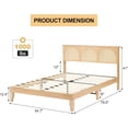 thumbnail image 2 of Wooden Bed Frame with Headboard and Natural Rattan, Boho Bed Frame with LED Lights and Storage Headboard, Strong Wooden Slat, Noise Free, No Box Spring Needed, Oak (Full), 2 of 9