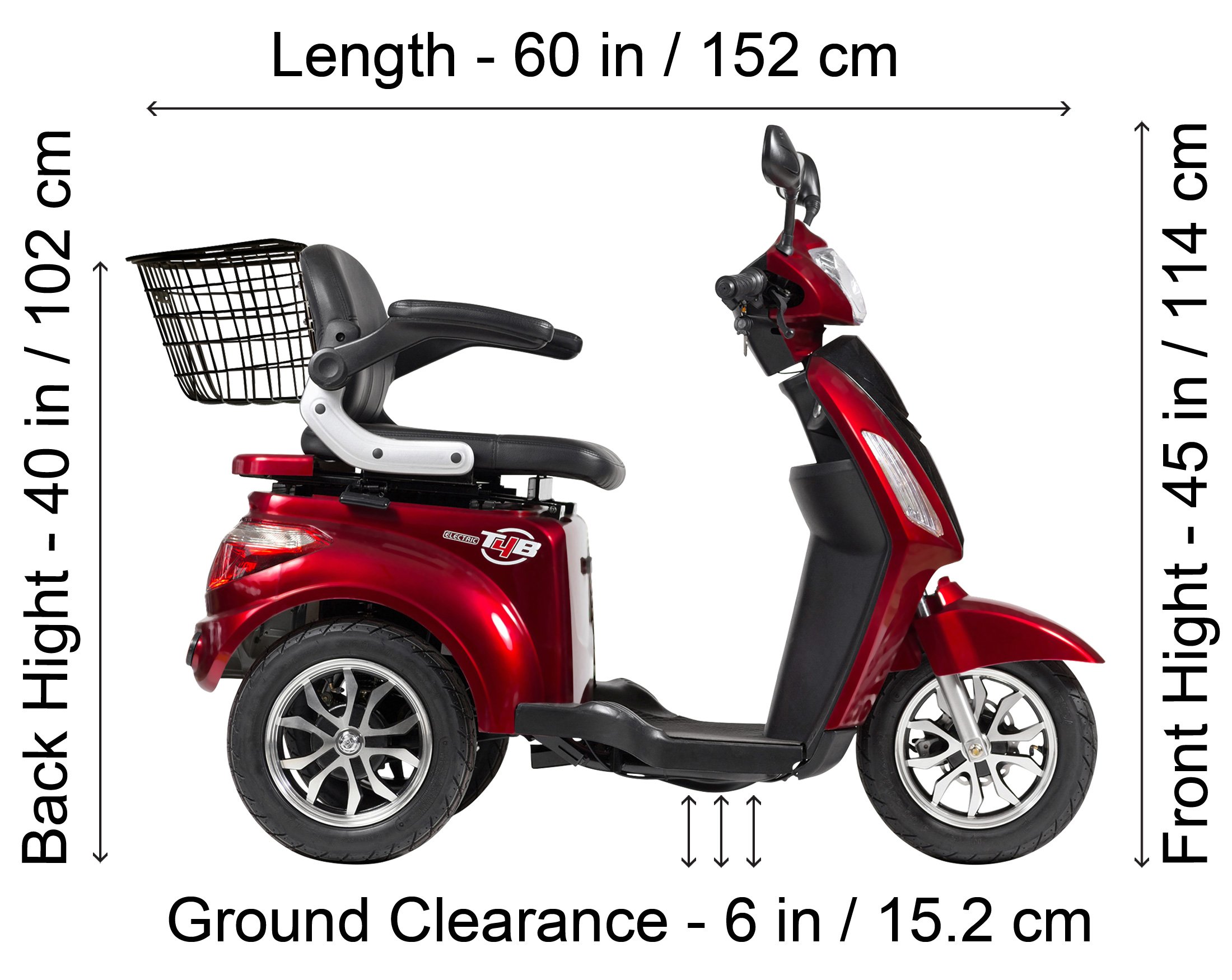 T4B LU-500W Mobility Electric Recreational Outdoors Scooter 48V20AH with  Three Speeds, 14/22/32kmph Red