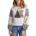 thumbnail image 2 of ABPHQTO Top de mujer de manga larga con gráfico de bloque de color y árbol de Navidad de leopardo beige, 2 of 5