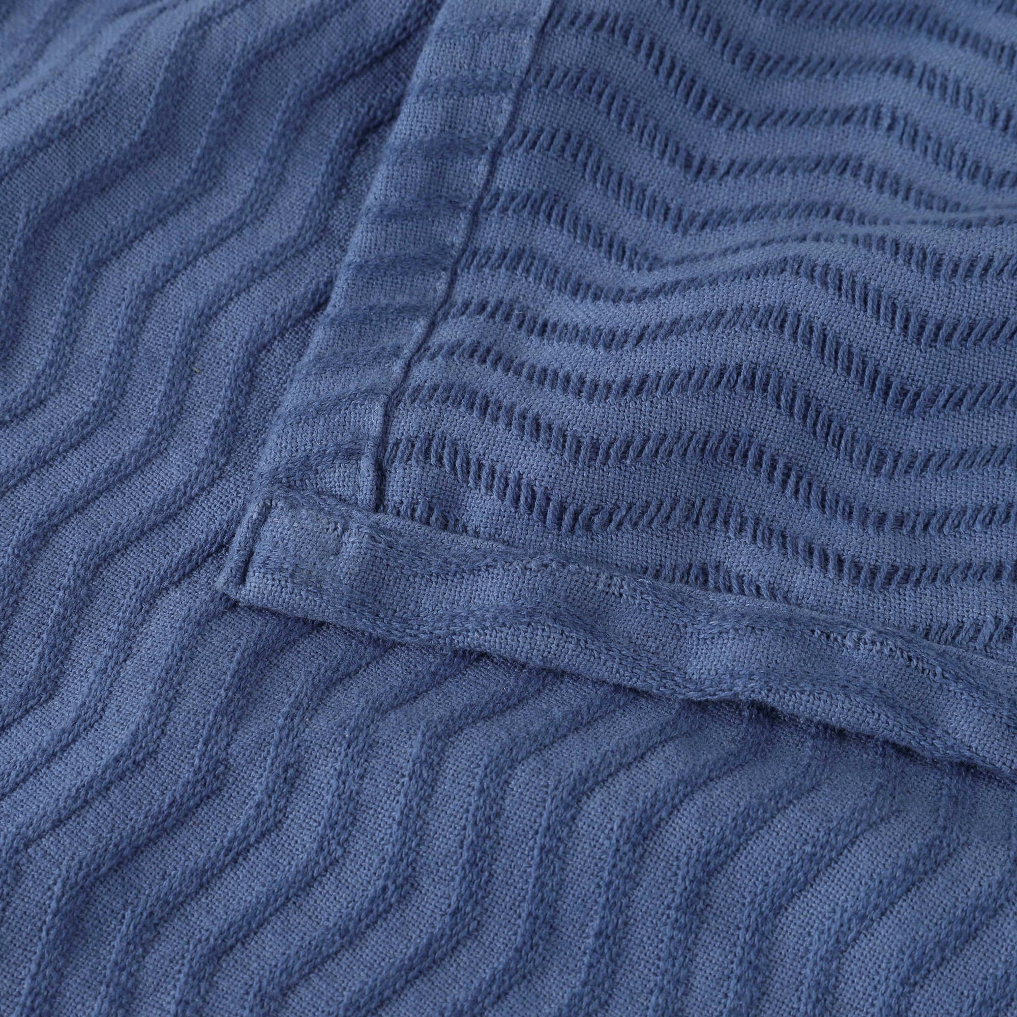 Superior Jena Cotton Textured Chevron Woven Blanket, King, Merritt Blue