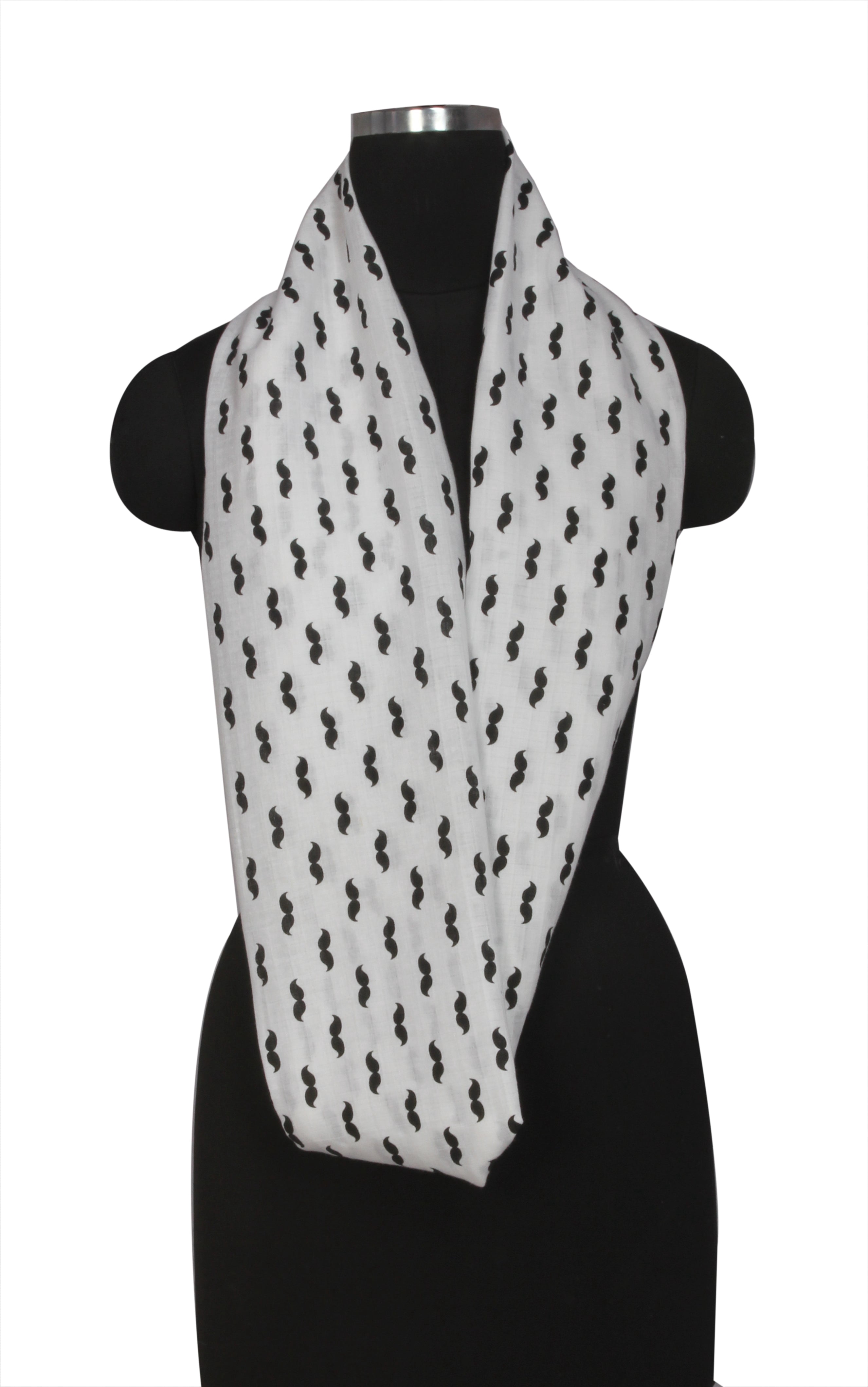 Mustache Black Muslin Nursing Scarf