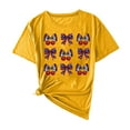 thumbnail image 3 of Feancey Fourth of July Shirts for Women Bows Graphic Tees Independence Day Short Sleeve Patriotic T-Shirt Teen Girl Cute Holiday Tops Yellow XXL, 3 of 5