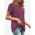 thumbnail image 5 of Womens Summer Casual Short Sleeve Tunics Tops Crew Neck Blouses Dressy Basic Shirts, 5 of 6