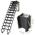 thumbnail image 2 of VEVOR Attic Ladder Wall-Mounted, 660LBS/299.4KG Capacity, Fits 9.5 to 10 ft Ceiling Height, 12-Step Steel Folding Stairs with Handrails, Pull Down Attic Ladders for Attics, Garages, Roofs, Basements, 2 of 9