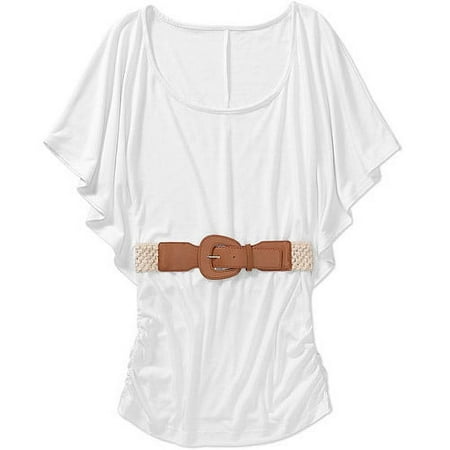 Susie Rose Juniors' Plus Batwing Top w/ Belt