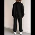 thumbnail image 4 of Conjunto Deportivo de Dos Piezas para Mujer: Sudadera y Pantalón Deportivo de Cuello Redondo Liso y Holgado, Conjunto de Jersey para Estar en Casa. Negro XXL, 4 of 5