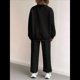 thumbnail image 4 of Conjunto Deportivo de Dos Piezas para Mujer: Sudadera y Pantalón Deportivo de Cuello Redondo Liso y Holgado, Conjunto de Jersey para Estar en Casa. Negro L, 4 of 5