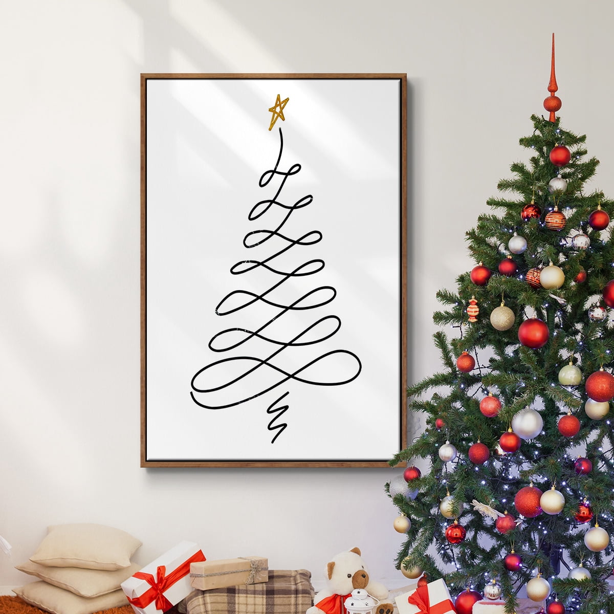 Christmas Tree III - Framed Gallery Wrapped Holiday Canvas - 25 x 37 - Rosewood Frame