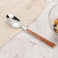 thumbnail image 2 of 1 juego de tenedor y cuchara de acero inoxidable, juego de vajilla con mango de madera, tenedor y cuchara, cortador de cena., 2 of 6