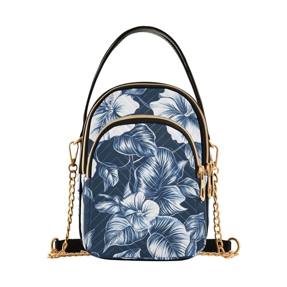 joogoo Women Tropical Flower-d9 Chain Crossbody Bags Shoulder Handbag Phone Purse