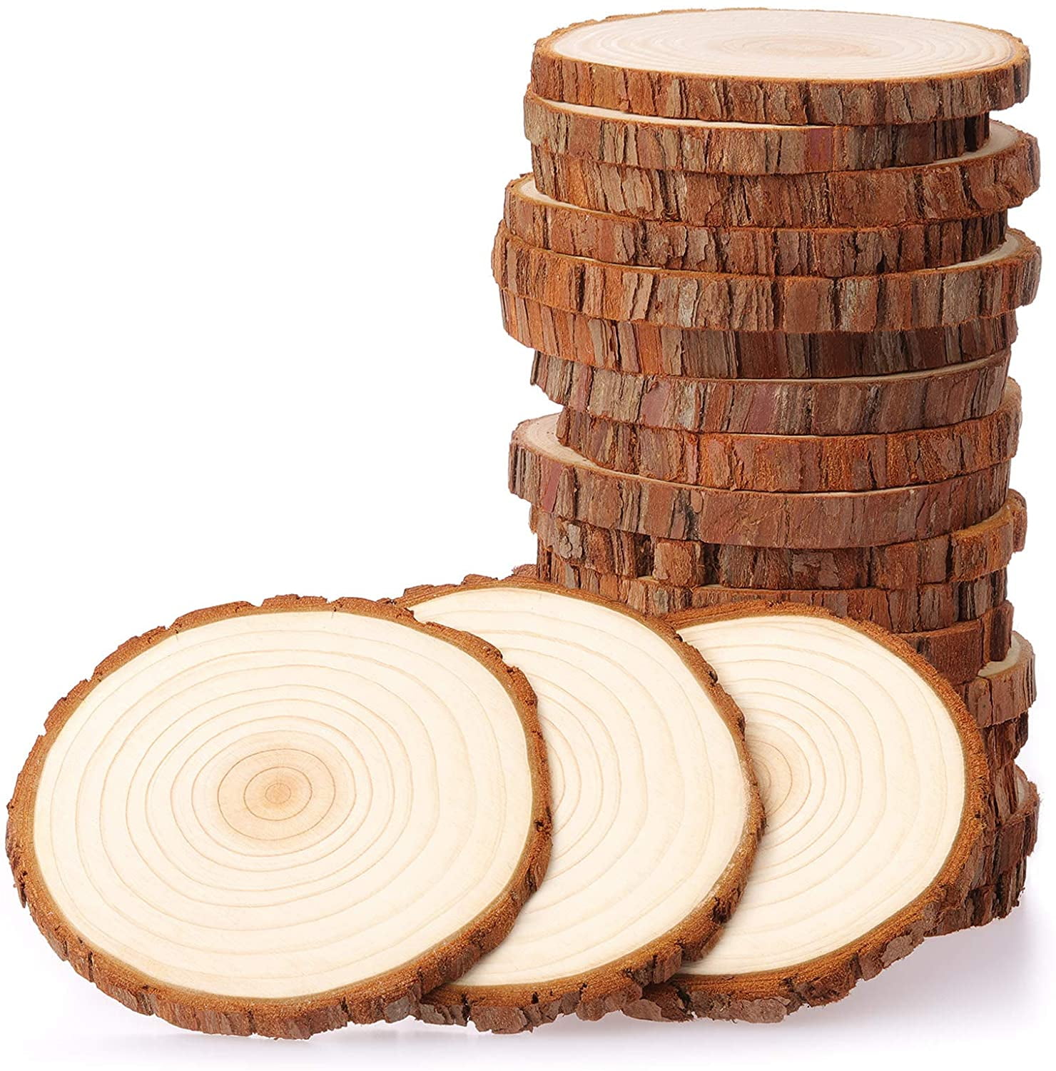 Unfinished Natural Wood Slices 3 Pcs 2.36-2.76inch,3.15-3.94 inch,  4.72-5.51 inch Craft Wood kit Circles Crafts Christmas Ornaments Rustic  Wedding Decoration DIY Crafts with Bark for Crafts
