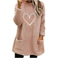 thumbnail image 2 of Women's Fleece Pullover Oversized Plush Soft Crewneck Long Sleeve Tops with Pocket Winter Warm Casual Womens Sweatshirt, 2 of 4