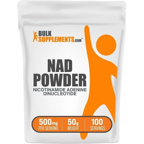 BulkSupplements Nicotinamide Adenine Dinucleotide (NAD) Powder - 500mg per Serving - 50 Grams (1.8 oz) - 100 Servings