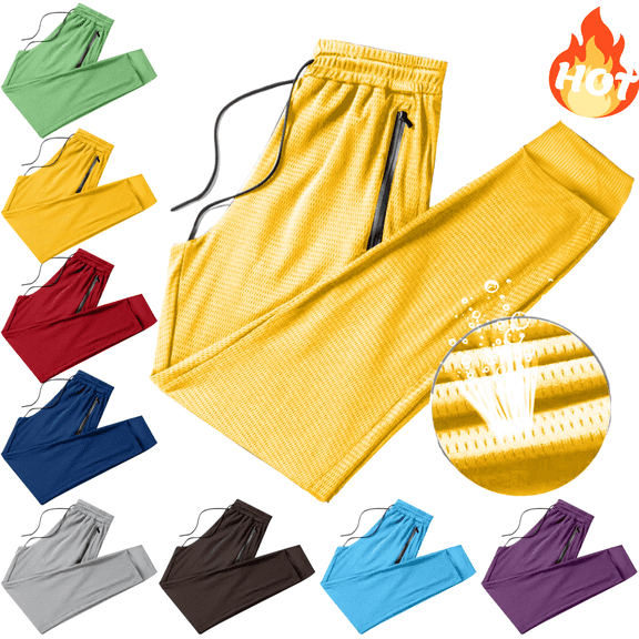 Mifsaly Jogger Pants Men Elastic Cuffs Breathable Workout Pant Textured Comfortable Quick-Dry Outdoor Gym Sport Sweatpants with Zipper Pockets XL