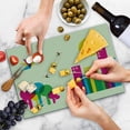 thumbnail image 4 of Colorful Cutting Board, Abstract Art Style Flying Origami Hummingbirds Colorful Buildings and Trees Print, Decorative Tempered Glass Cutting and Serving Board, Large Size, Multicolor, by Ambesonne, 4 of 5
