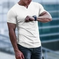 thumbnail image 5 of NinXxx Men's Spring Summer V Neck Solid Short Sleeve Casual Tee White XL, 5 of 6